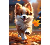 MOGTAA Kits de pintura de diamantes de perro para adultos, kits de pintura de diamantes de paisaje 5D para principiantes, kits de puntos de diamante redondos, manualidades de animales para decoración