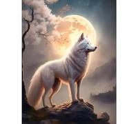MOGTAA Lobo Diamond Painting, Lobo a la luz de la luna DIY Diamond Painting Kit Completo, Diamante Cristal Painting Pinturas, 5D Pintura Cuadro Diamante Art para Adultos Niños Decoración Hogar 30x40cm