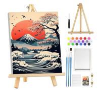 MOGTAA Montañas Pintar por Numeros Adultos con Marco, Atardecer Paint by Numbers Kits con Caballete de Madera, DIY Cuadros para Pintar por Números Paisaje, Decoración para el Hogar 20x30cm