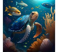 MOGTAA tortugas marinas pintura de diamantes para adultos, fondo marino 5D kits de pintura de diamantes para niños, Full Drill diamantes Artes y oficios de pintura para la decoración del hogar 30x30cm