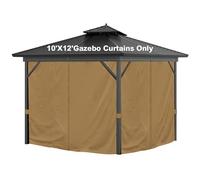 Mogtuo Cortinas de privacidad Impermeables para Exteriores, 4 Paneles, Cortinas de Pared Lateral, reemplazo Universal con Cremallera para Patio, Patio Trasero, jardín (10 x 12 pies, Caqui)