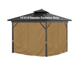 Mogtuo Cortinas de privacidad Impermeables para Exteriores, 4 Paneles, Cortinas de Pared Lateral, reemplazo Universal con Cremallera para Patio, Patio Trasero, jardín (10 x 12 pies, Caqui)