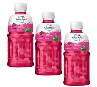 Mogu Mogu Bebida Asiática Sabor Uva con Jelly de Nata de Coco 320 ml Pack 3 Botellas Refresco Frutal para Beber y Masticar