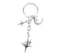 Moguri 1 llavero plateado con colgante de estrella y luna, acero inoxidable para bolso, mochila y llave de coche, accesorio estilo grunge Y2K para hombre y mujer