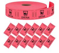 Moguri 1 rollo de 1000 etiquetas de valor para bebidas rojas, para fiestas, eventos, tóbalas y bodas, vale para bebidas gratis, fichas para festivales y eventos