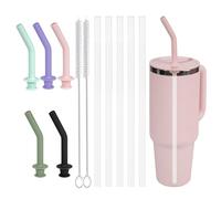 Moguri Paquete de 5 pajitas de repuesto para Hydroflask Tumbler 40oz Pajita de Silicona Flexible, Reutilizable, Incluye 2 Cepillos de Limpieza, Libre de BPA, Accesorios para Botellas de Agua