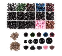 Moguxb Coloridos Ojos de Seguridad y Nariz de Seguridad 560 Piezas Incluye 170 Ojos de Plásticos y 110 Nariz de Plásticos con 280 Arandela Ojos para muñecas, Peluches,Fabricación de muñecas(6-14 mm)
