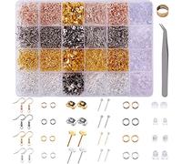 Moguxb Kit para Hacer Pendientes 3600 Piezas Kit para Hacer Aretes con Ganchos Pendientes Respaldos Pendientes Tuercas para Pendientes Kit Hacer Bisutería para Fabricación de Pendientes Bricolaje