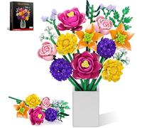 MOGZZi Kit de Construcción de Ramo para Adultos, 16 Estilos con Rosas Peonías Plantas, Regalos para Cumpleaños Infantil, Confesión de San Valentín para Ella o Él, Mujeres, Día de la Madre, 933 PCS
