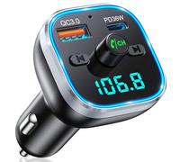 Mohard Bluetooth Coche 5.3, 54W [PD & QC 3.0] Cargador Rápida Transmisor FM, Llamadas Manos Libres, Inalámbrico Reproductor Adaptador Bluetooth Mechero Coche con 7 Luz RGB, HiFi Música