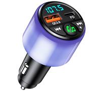Mohard Transmisor FM Bluetooth Coche 5.3, [PD 30W & QC3.0 18W] Cargador Carga Rapida, Receptor y Adaptador Radio Bluetooth con 5 Luces de Colores, Kit Manos Libres Inalámbrico Reproductor Música
