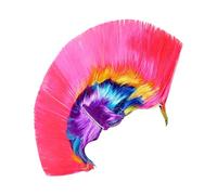 Mohawk Wig - 12 Inch Rainbow Party Hair | Synthetic Fiber Cockscomb Costume Wig Rock Prop For Adults Men Women Festival Cosplay Themed Events Fun Dress Up Accessory