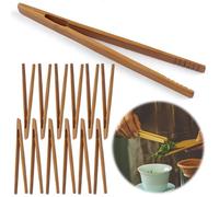 mohito 12 Piezas Pinzas de Tostadas en Bambú, Pinzas Rectas para Cocina, Barbacoa, Hornear y Ensaladas - No Tóxicas, Resistente al Calor, 17.5cm