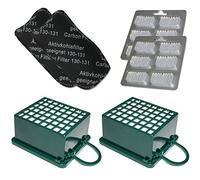 MohMus Filterset 2X Filtro de HEPA + 2X Filtro de Carbón Activo + 12 Ambientadores para Vorwerk Kobold VK 130, 131, VK130, VK131 SC