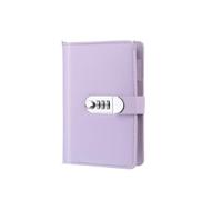 MOHUIED Cuaderno con cerradura A5 A6 90Pages Password Book with Lock Diary Binder Refillable Paper with Pen Card Slot Leather Notebook Journal Student Notepad(A6 Purple)