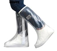 MOHUIED Cubre Zapatos Lluvia Cubrezapatos de tubo alto for hombres y mujeres con borde impermeable a la lluvia prensado suela gruesa resistente al desgaste a prueba suciedad(XL 40-41)