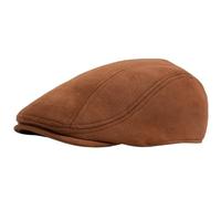 MOHUIED Gorra Plana Hombre Gamuza Otoño Invierno Boina Moda Vintage Hombres Mujeres Newsboy Sombrero Casual Visera Plana Gorra Boinas(Camel)