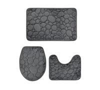 MOHUIED Juego De Alfombrillas Baño 1 Set of Solid Color Simple Bathroom Floor Mat Stone Pattern, Comfortable and Soft, Three-Piece(Dark Grey)