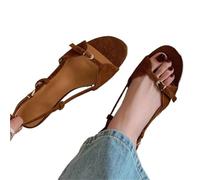 MOHUIED Sandalias Mujer Verano Sandalias de verano for mujer con punta redonda plana y tiras huecas, ligeras, antideslizantes suela suave(37 EU)