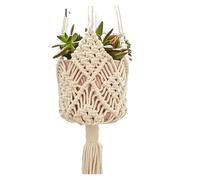 MOHUIED Soporte para Plantas Tejido Colgador de macramé for Plantas, for Interior y Exterior, suculentas, Cesta Colgante Tejida con Cuerda algodón Bolsa Red, 1 ud(White)