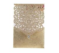 MOHUIED Tarjeta de boda 25/50Pcs Glitter Paper Wedding Invitations Card Lace Birthday Mariage Party Decoration(Color 15,50pcs)