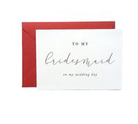 MOHUIED Tarjeta de boda To My Bridesmaid on Wedding Day Card,To Maid of Honour Including Envelope(5pcs)