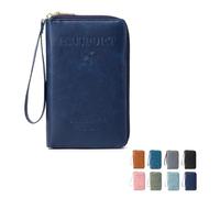 MOHXFE Multi-Functional RFID Passport Wallet,Secure ID Card Organizer with Anti-Theft Protection,Slim Leather Cover for Credit Cards, Tickets, and Cash,Essential Travel Wallet (Dark Blue)