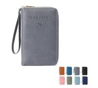 MOHXFE Multi-Functional RFID Passport Wallet,Secure ID Card Organizer with Anti-Theft Protection,Slim Leather Cover for Credit Cards, Tickets, and Cash,Essential Travel Wallet (Gray)