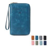 MOHXFE Multi-Functional RFID Passport Wallet,Secure ID Card Organizer with Anti-Theft Protection,Slim Leather Cover for Credit Cards, Tickets, and Cash,Essential Travel Wallet (Peacock Blue)