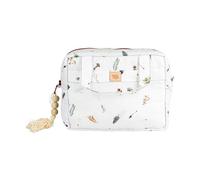 Moi Mili Neceser de maquillaje para mujer, bolsa de maquillaje para viajes, bolsa de maquillaje de algodón, con mango de algodón, con flores, color negro, interior impermeable, animales del bosque, 26