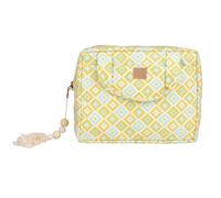 Moi Mili Neceser de maquillaje para mujer, bolsa de maquillaje para viajes, bolsa de maquillaje de algodón, con mango de algodón, con flores, color negro, interior impermeable, mosaico, 26 x 7 x 20 cm