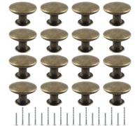 Moicstiy 16 tiradores de bronce antiguo para armario de cocina, tiradores redondos vintage de 30 mm para tocador, armario, baño