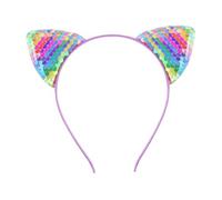 MOIDHSAG Unique Ear Hairband Decorated Sparkling Blue Sequins Headpieces Headpieces Cosplay Headband for Women Girls And Everyday Wear