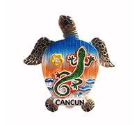 Moiilvcla Imán para nevera con forma de tortuga de Cancún, México, recuerdo de viaje, 3D, para decoración de nevera, calcomanía magnética pintada a mano