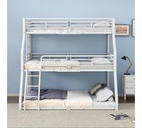 Moimhear 90 x 200 cm, 120 x 200 cm y 140 x 200 cm, estructura de cama de metal, cama de hierro, litera triple, para niños, adolescentes y adultos (blanco)