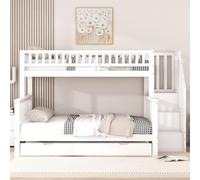 Moimhear 90 x 200 sobre 140 x 200 cama apilable con cama nido y escalera