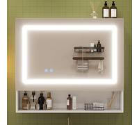 Moimhear Armario con espejo para baño, con un botón de deshumidificación, iluminación LED