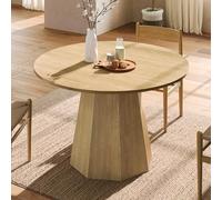 Moimhear Mesa de comedor redonda, 120 x 120 x 75 cm, color roble, adecuada para 4-6 personas, diseño clásico, estilo minimalista escandinavo