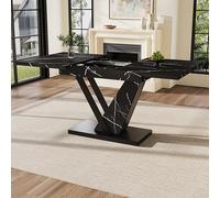 Moimhear Mesa de comedor telescópica, 120-160x75x75.5cm, Mesa de comedor extensible, para cocina y sala de estar (Negro)