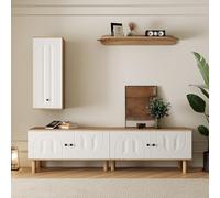 Moimhear Pared de salón, 3 piezas, lo mejor de: Highboard, armarios, tablero de pared, paneles de puerta tallados blancos y de madera, adecuados para el salón