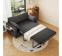 Moimhear Sofá cama extensible de 2 plazas, puerto de carga USB, mesa lateral plegable (gris)