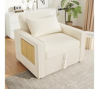 Moimhear Sofá cama plegable, puerto de carga USB, soporte para teléfono móvil, sillón relax de 1 plaza, color beige