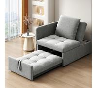 Moimhear Sofá cama tapizado 3 en 1 multifuncional, sofá de tela de lino con respaldo ajustable, sofá cama para espacios pequeños (Gris)
