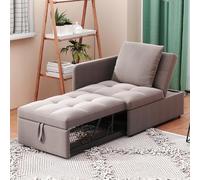 Moimhear Sofá cama tapizado 3 en 1, sofá cama multifunción, sofá de tela de lino con respaldo ajustable, sofá reclinable para espacios pequeños, 177 x 68 x 65 cm