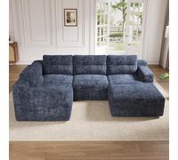 Moimhear Sofá combinado modular flexible en forma de L / U, estructura de espuma completa sin marco (azul)