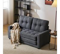 Moimhear Sofá para 2 personas, sofá con función de dormir, diseño moderno, muebles tapizados, sofá cama, sofá de salón, con bolsillos laterales, sofá tapizado (gris oscuro)