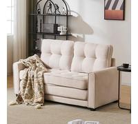 Moimhear Sofá para 2 personas, sofá con función de dormir, diseño moderno, muebles tapizados, sofá cama, sofá de salón, con bolsillos laterales, sofá tapizado (beige)