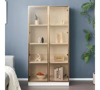 Moimhear Vitrina de cristal blanco con iluminación LED de 16 colores, vitrina de doble puerta con estantes móviles, 80x40x160 cm, armario alto para salón, vitrina de pie