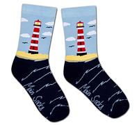 Moin Socks Calcetín unisex con diseño de faro y olas, carbón, 41-46