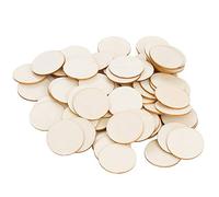 moinkerin 100 Piezas Rodajas de Madera Círculos Maderas, Discos de Madera Sin Acabado 32mm para DIY Boda Decoraciones, Manualidades, Etiquetas, Ornamentos, Libros de Recortes